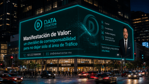 Espectacular digital de DataXtractor que promueve un checklist de corresponsabilidad para la Manifestación de Valor.